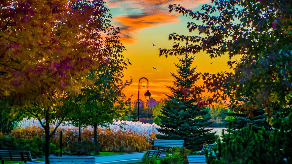 Le parc St-Laurent près du fleuve où l'on peut admirer de spectaculaires couchers de soleil.